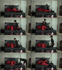Mistress Susi Whips and Teases Male Slave in Doll Suit